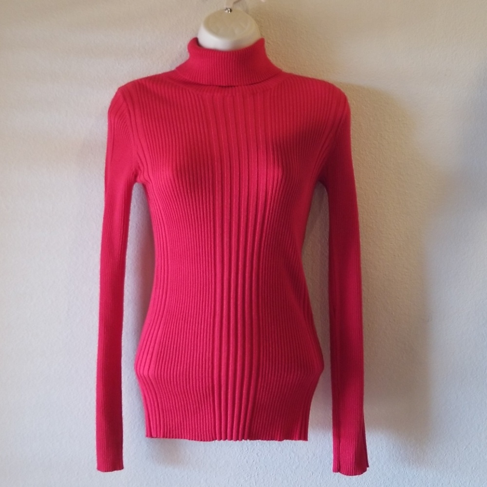 Derek Heart Ribbed Turtle Neck Sweater Size M